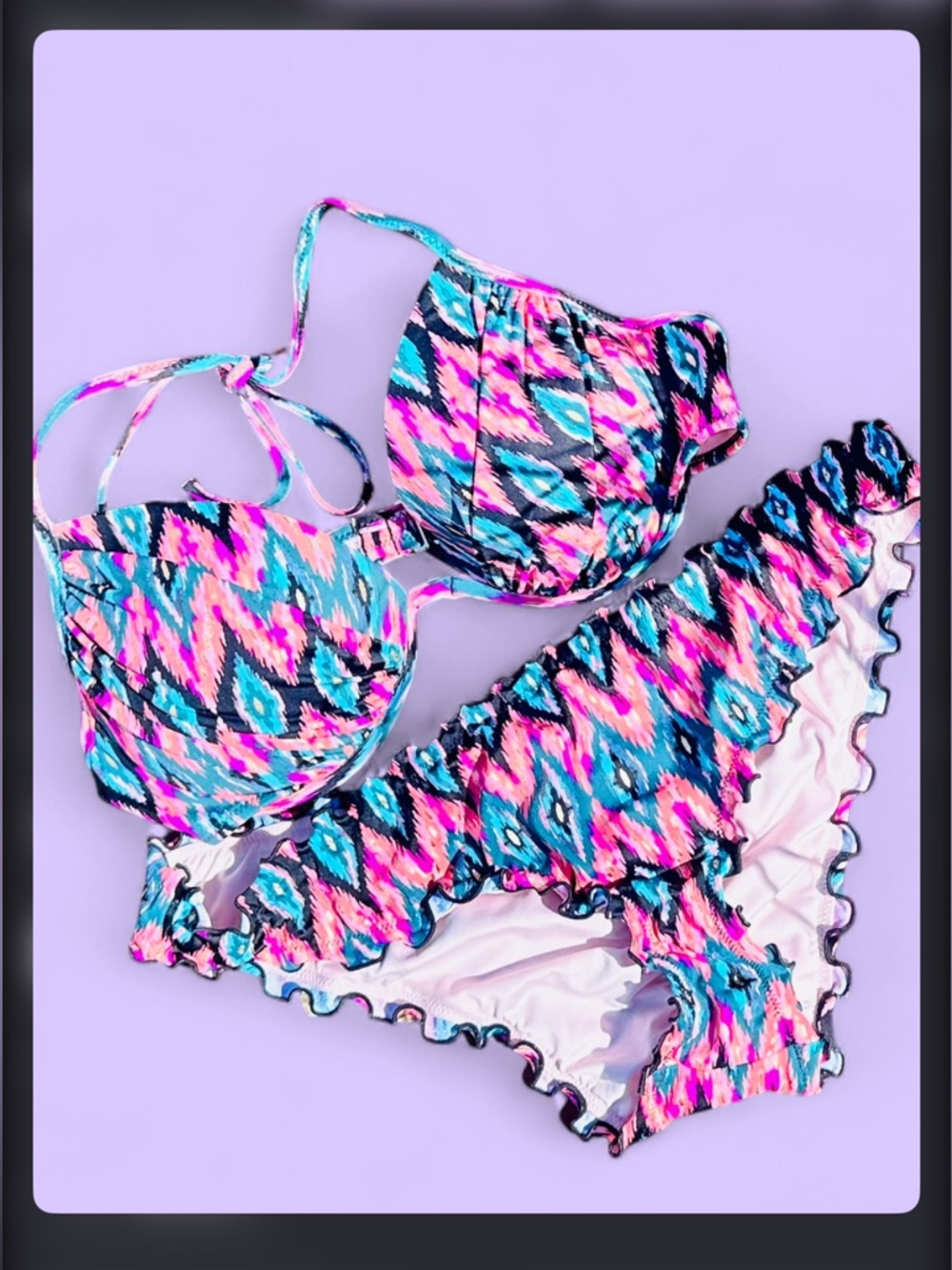 Shade Shop Sexy Neon Tribal Bikini Set 36B Top Size Large Bottom